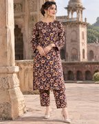 2 Pieces - Winter Slub Unstitched Deep Plum linen Allover Suit