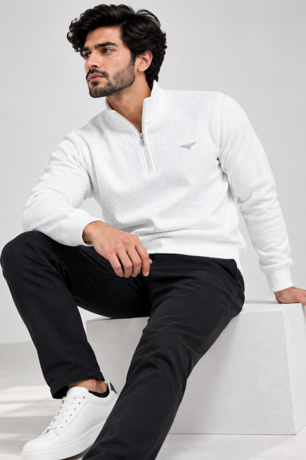 Eternity Men Premium Quarter Zipper White