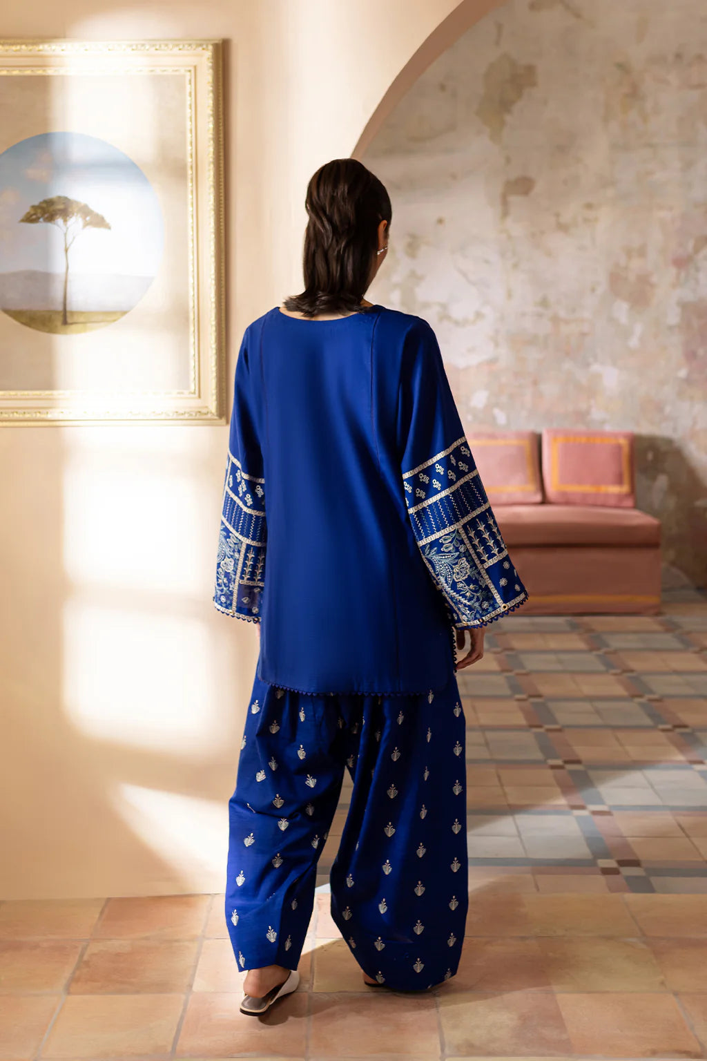 Royal Blue Farshi Shalwar 2Pc