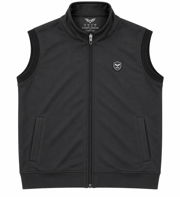 Eternity Men Premium Sleeveless Mock Neck Black Zipper