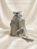 article 09 silver crystal tassel potli bag
