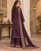PC-94 Embroidered Silk Kameez with Flared Trouser - 3 Pcs