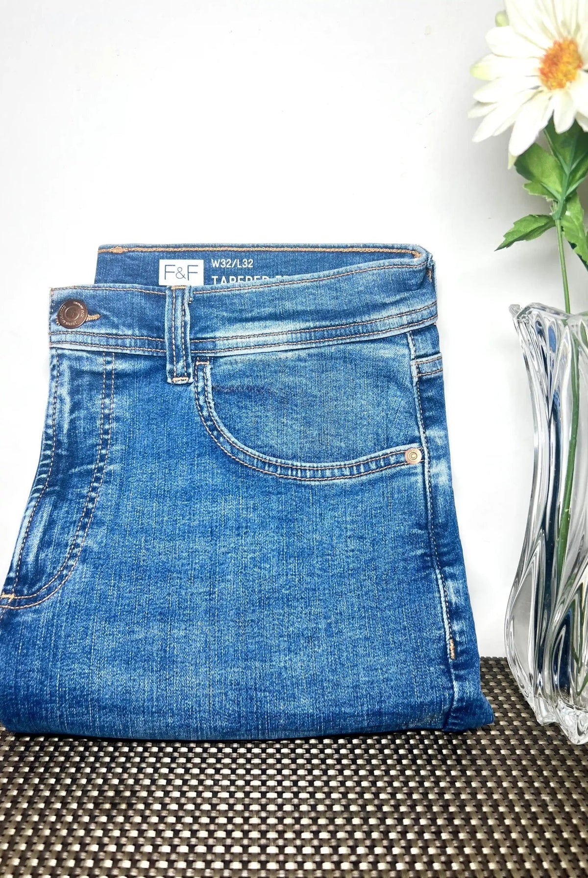 Tapered Comfort Stretch Jeans – Blue