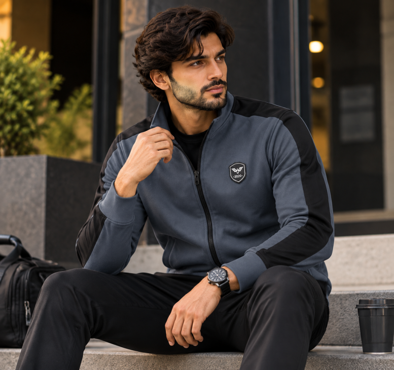 Eternity Men Premium Arm Panel Zipper Charcoal