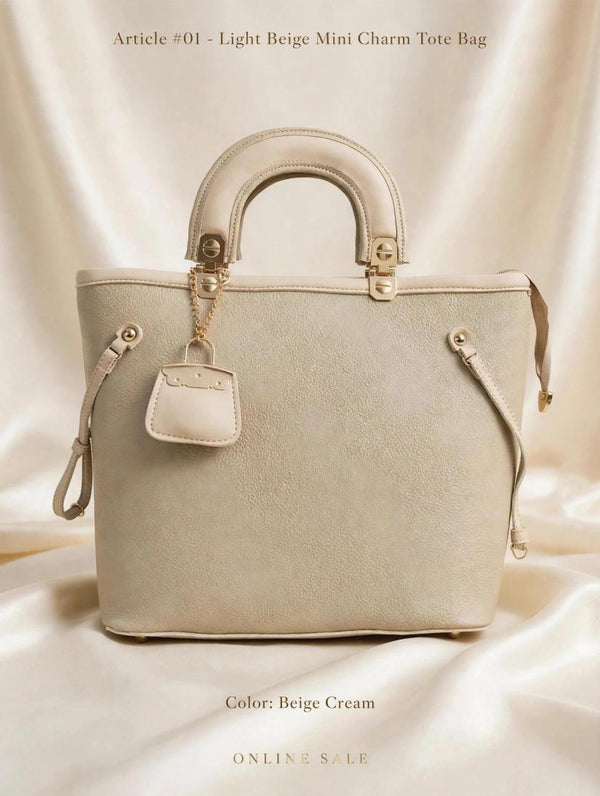article 01 light beige mini charm tote bag