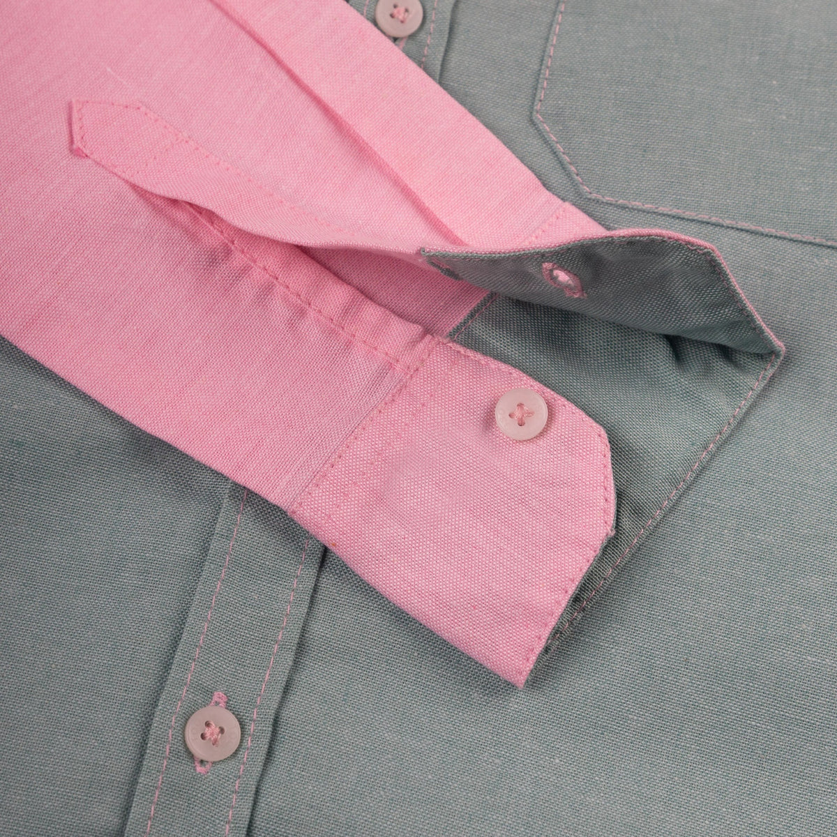 Pink Blue Blocking Button Down Shirt