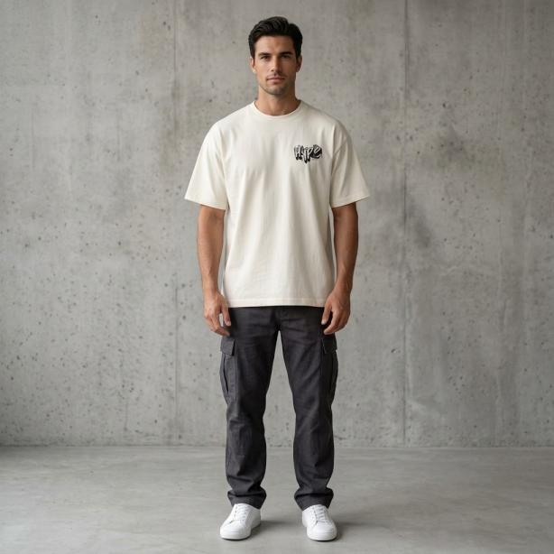 Men’s Oversized T-Shirt Offwhite | Premium Cotton Relaxed Fit