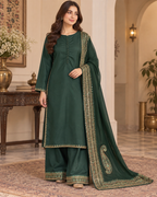 PC-941 Embroidered Silk Kameez with Flared Trouser - 3 Pcs