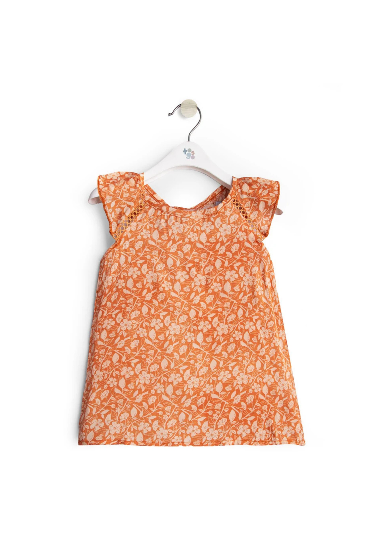 Orange Flower Print Top