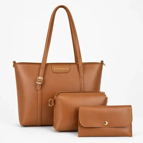 Elara 3-Piece Tote Set Brown