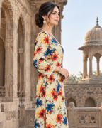 2 Pieces - Winter Slub Unstitched Ivory Cream linen Allover Suit