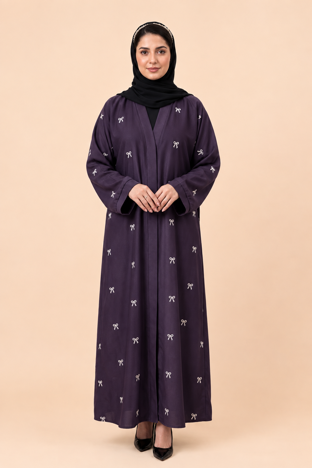 Bow Drop Abaya - Purple