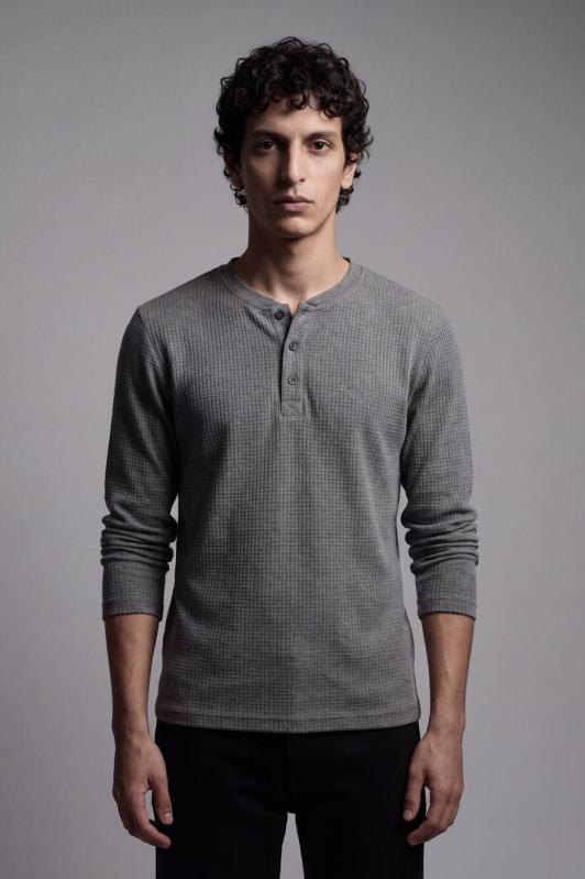 Eternity Men's Premium Henley Shirt Grey