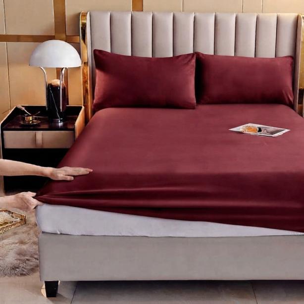 Rich Cotton Fitted Sheet with Pillow Covers | Luxury Elastic Bed Sheet Set Pakistan