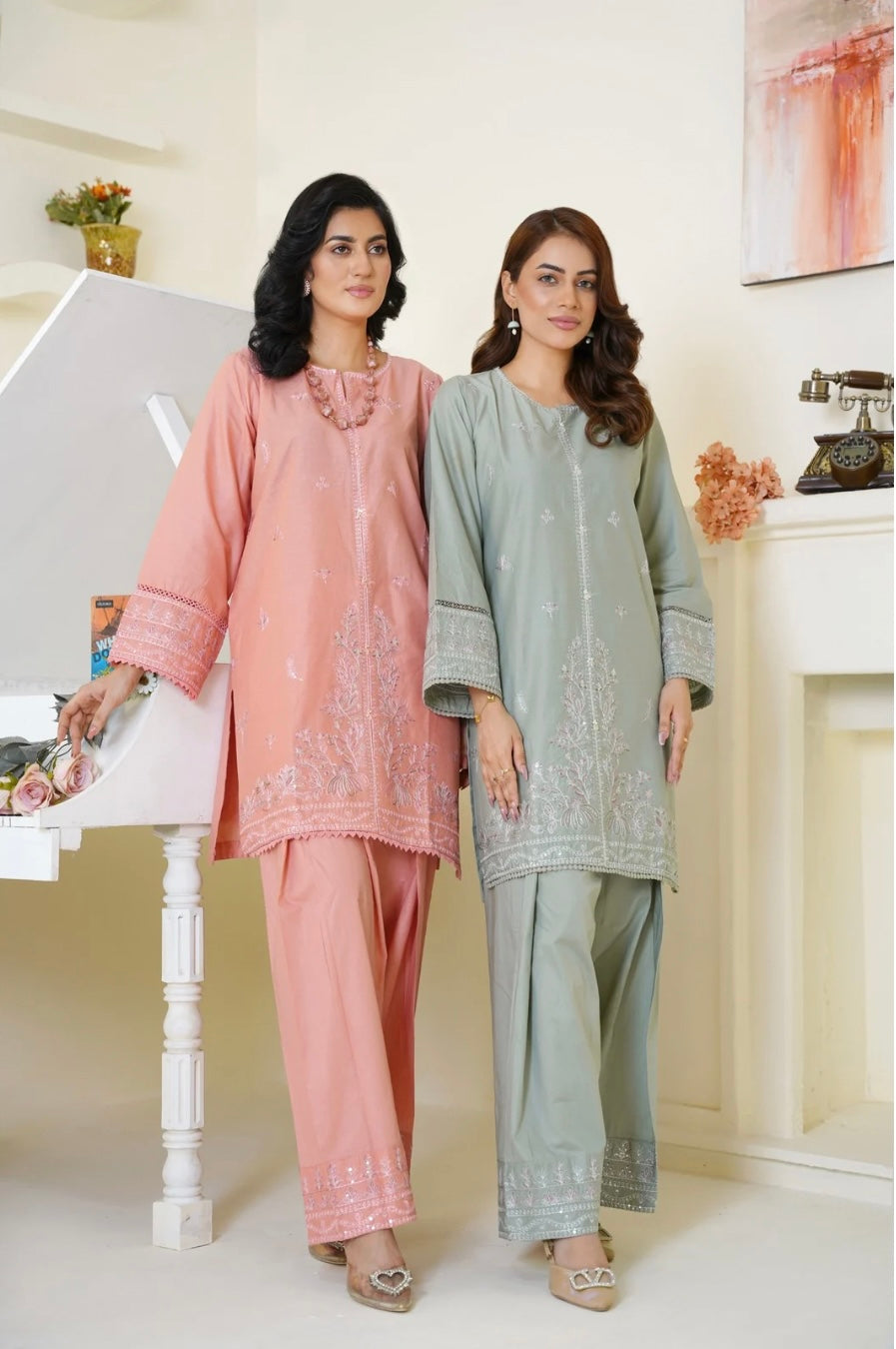 Pastel Green Farshi Shalwar 2Pc TWE-014