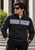 Eternity Men Premium Chest Panel Zipper Black & Charcoal