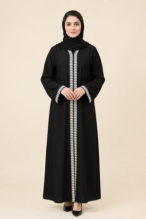 Ivory Vine Abaya - Black