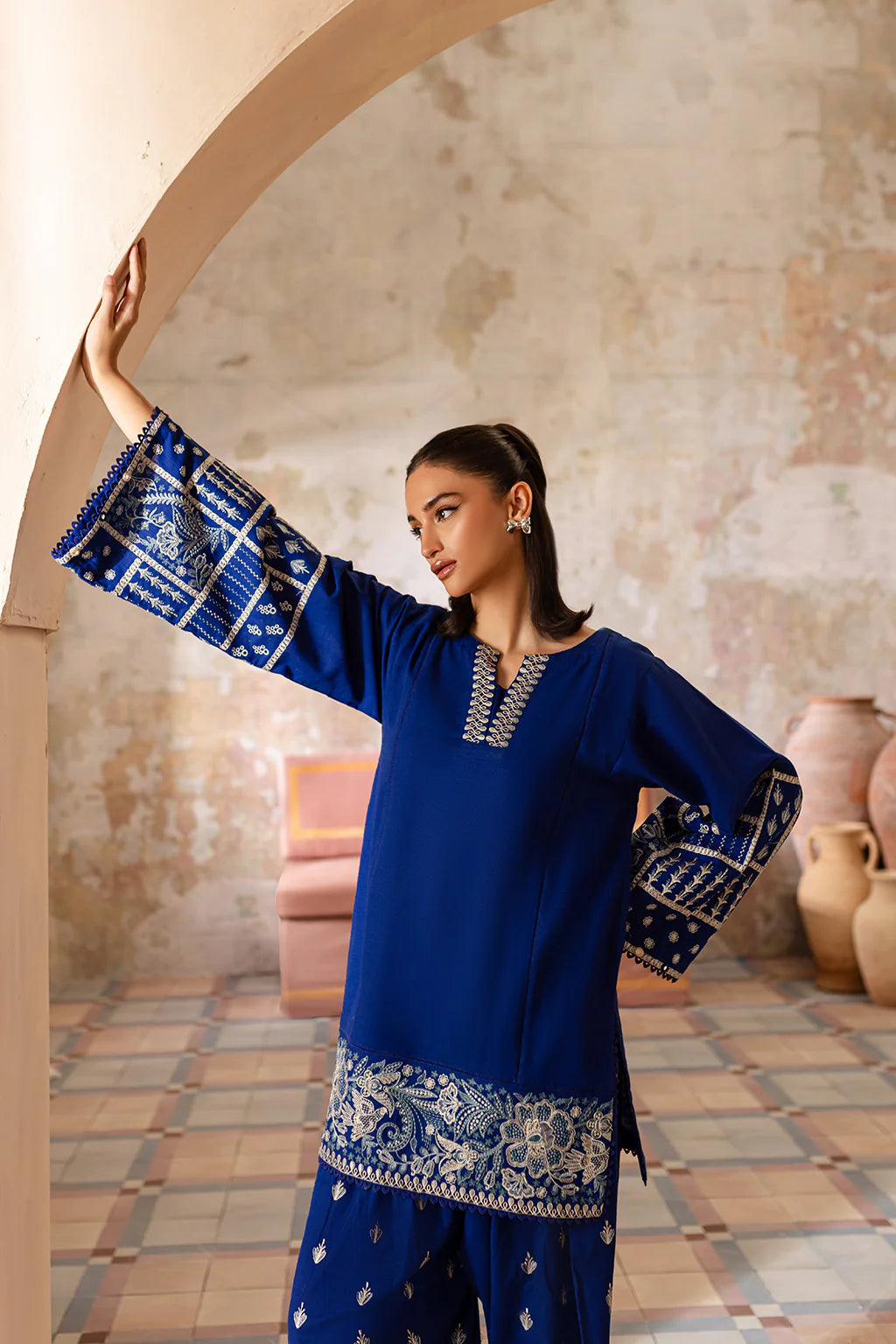 Royal Blue Farshi Shalwar 2Pc