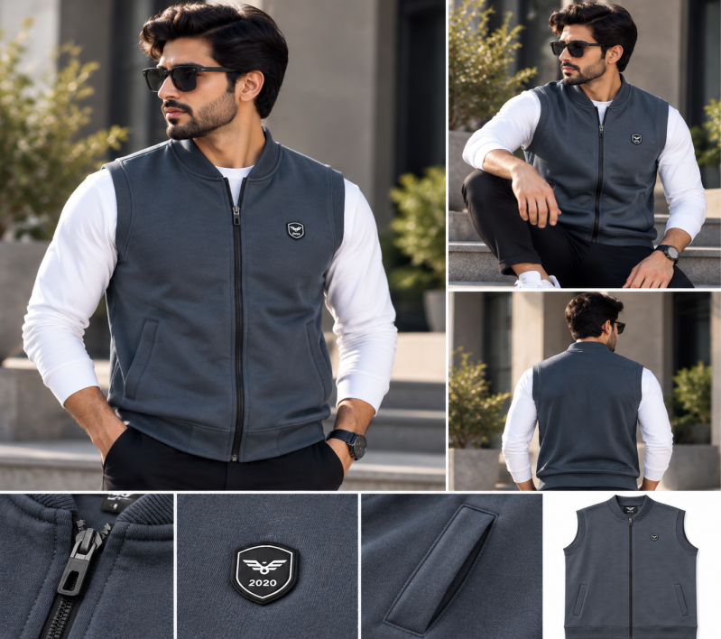 Eternity Men Premium Sleeveless Charcoal Bomber