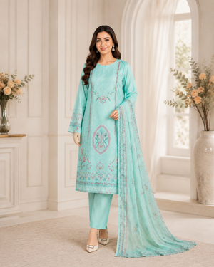 PC - 209 | 3-Piece Stitched Embroidered Soft Lawn Suit