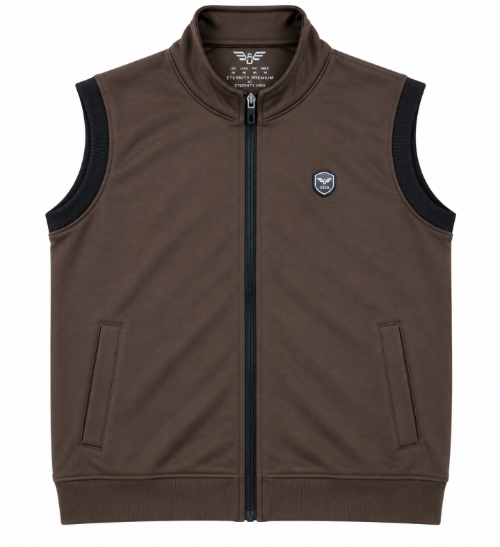 Eternity Men Premium Sleeveless Mock Neck Brown
