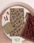A041 Unstitched Embroidered Khadder Suit - 3 Pc