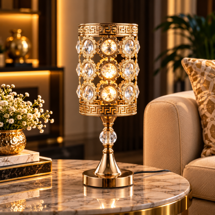 Luxury Golden Crystal Table Lamp L 006
