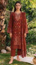 A036 Unstitched Embroidered Dhanak Suit - 3 Pc