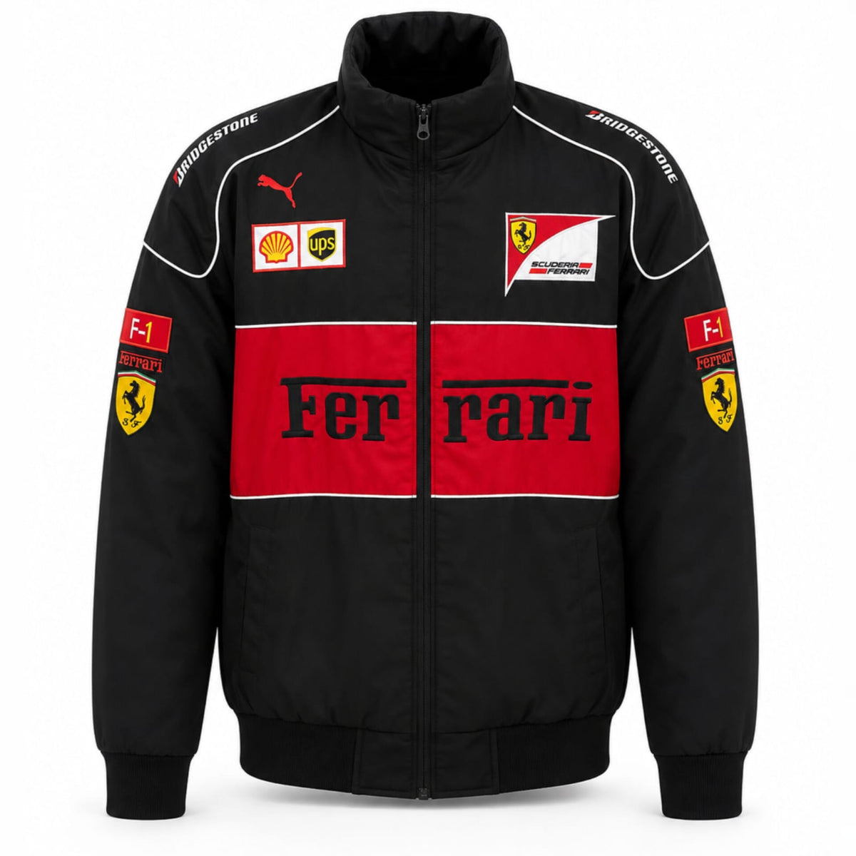 Scuderia Ferrari F1 Racing Jacket | Embroidered Team Design | Full Zip Bomber