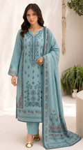 A039 Unstitched Embroidered Dhanak Suit - 3 Pc