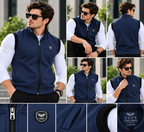 Eternity Men Premium Sleeveless Mock Neck Navy Blue Zipper