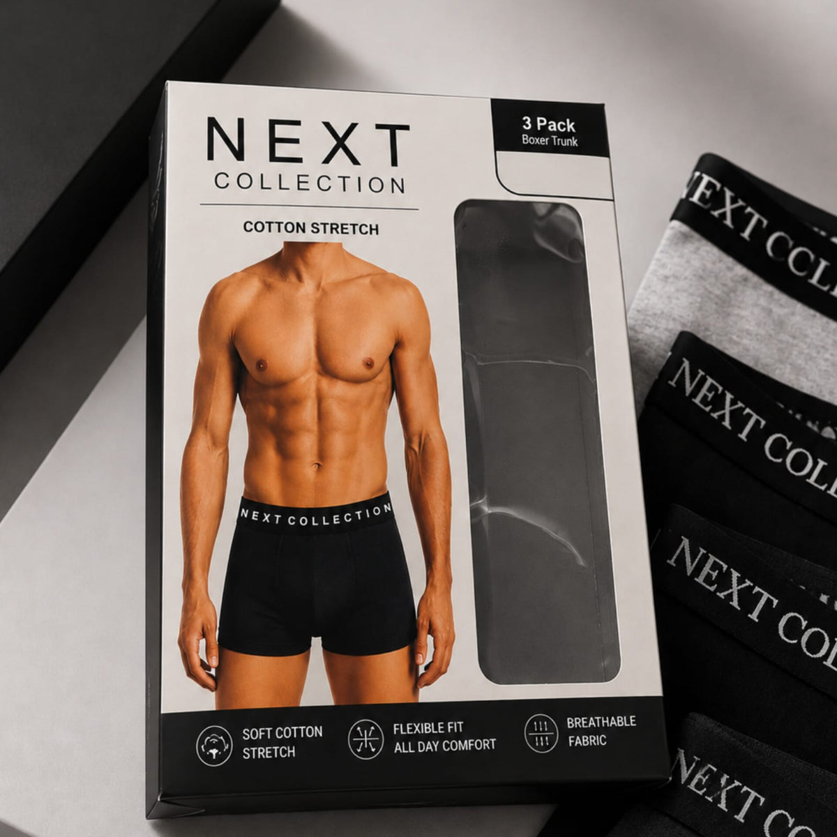 Next Collection Pack of 3 Men's Boxer Briefs | Ultra-Soft Stretch Fabric