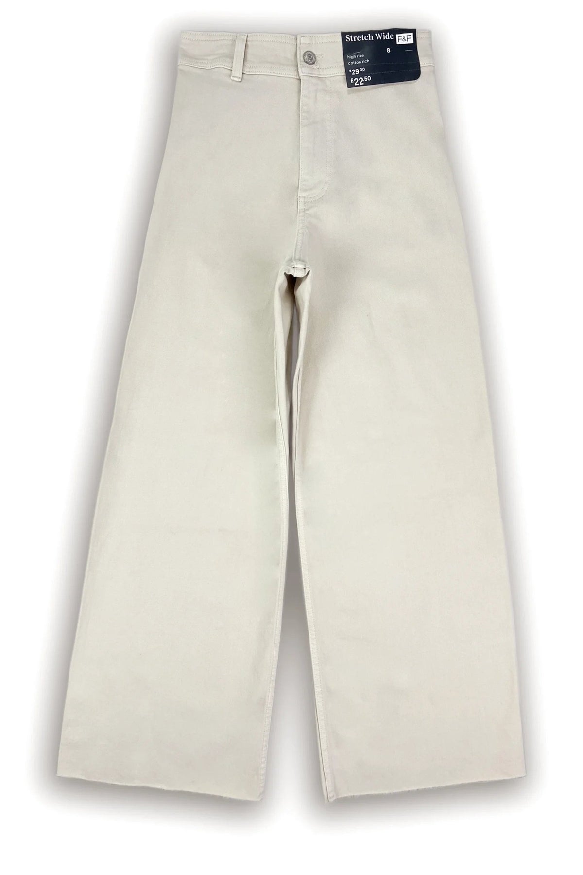Wide Stretch Cropped Jeans - Off-White