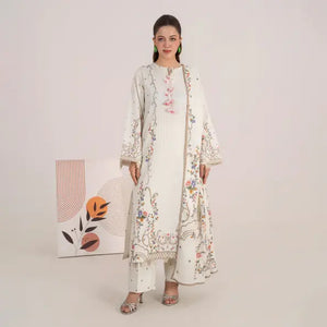 White Colour Print Viscose 3 pcs