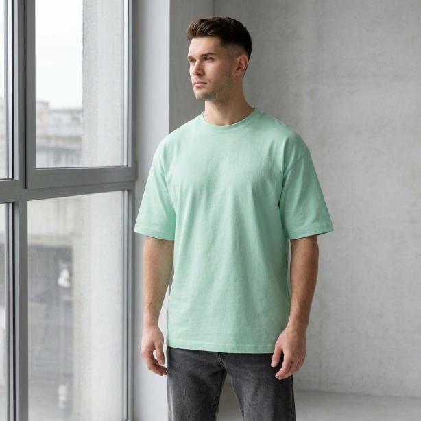 Men’s Oversized T-Shirt Frosty Blue | Premium Cotton Relaxed Fit