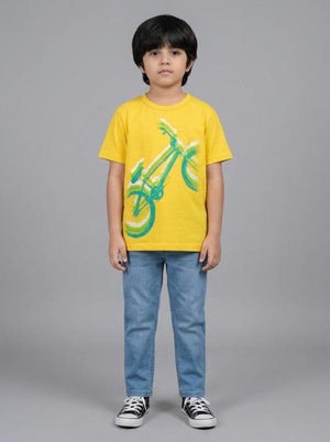 Boys Graphic T-Shirt (Bicycle Print) - Yellow