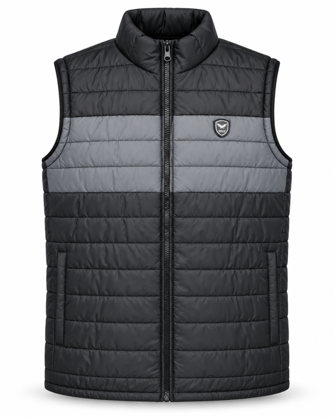 Eternity Men Premium Sleeveless Chest Panel Puffer Black & Charcoal