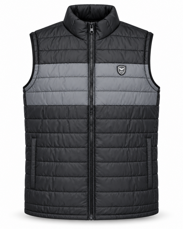 Eternity Men Premium Sleeveless Chest Panel Puffer Black & Charcoal