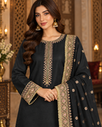 PC-96 Embroidered Premium Silk Shirt with Straight Trouser & Dupatta - 3 Pcs