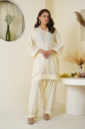 Rose White Farshi Shalwar 2Pc