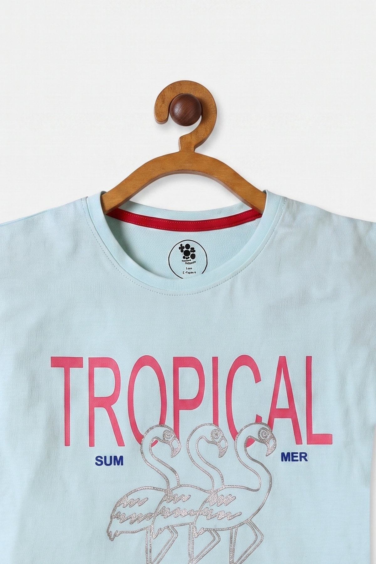 Tropical Flamingo Printed Aqua Tee