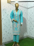 3Pc (G2) Stitched Embroidered Suit - Sky Blue
