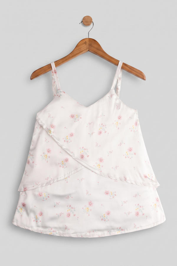 Printed White Silk Top