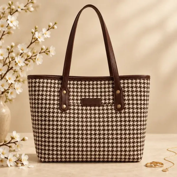 Houndstooth Canvas Maroon