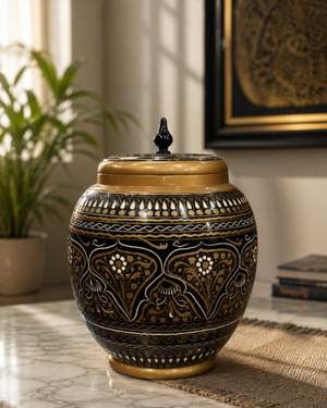 Handcrafted Decorative Wooden Storage Jar with Lid Multipurpose Home Décor Large