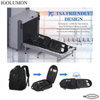 IGOLUMON 17.3" Business and Travel Laptop Backpack for Men and Woman with USB Port, Black