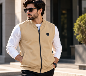 Eternity Men Premium Sleeveless Beige Bomber