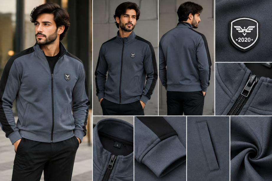Eternity Men Premium Arm Panel Zipper Charcoal