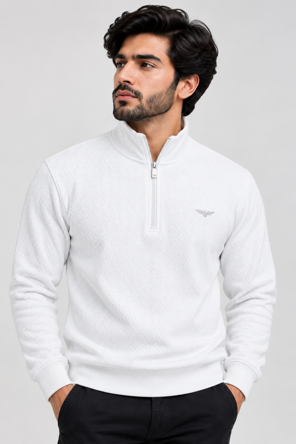 Eternity Men Premium Quarter Zipper White