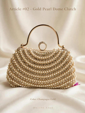 article 02 gold pearl dome clutch